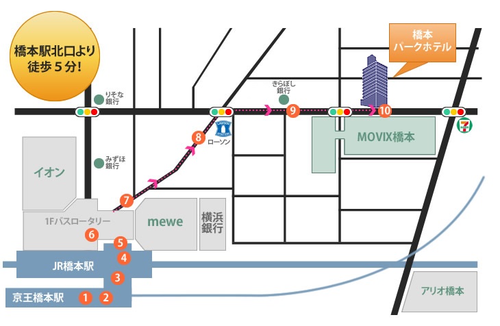 橋本駅北口より徒歩5分